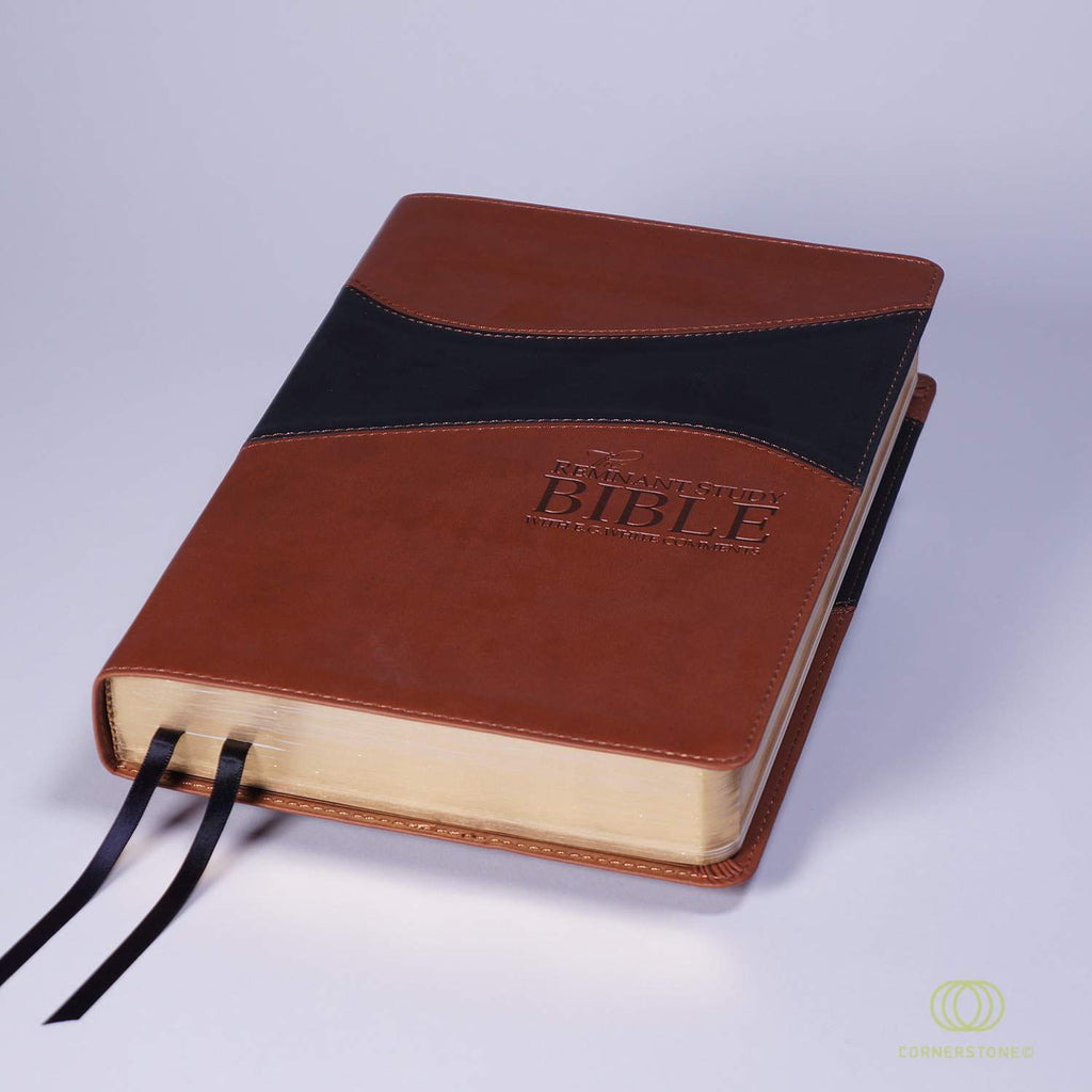 Remnant Study Bible KJV Leather-soft Brown/Black THUMB INDEX